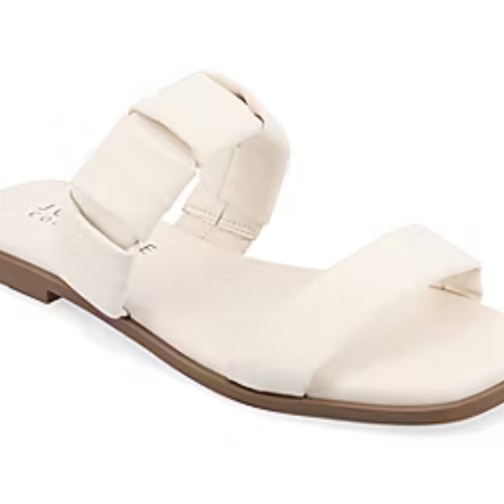 Journee Collection Cream Sandals with Wide Straps‎